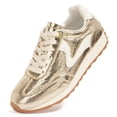 thumbnail image 4 of LUCKY STEP Womens Fashion Sneakers Trendy Tennis Shoes Stylish Retro Casual Shoes,Gold, 4 of 7