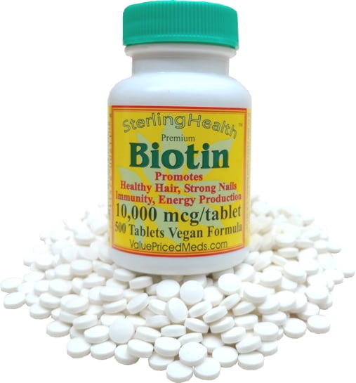 Biotin 500 tablets,10,000 mcg, for hair growth, skin, strong nails, biotin 10mg