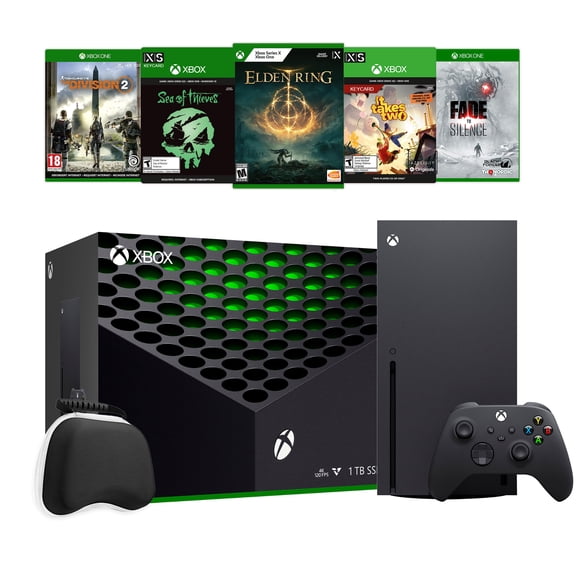 Xbox Series X Console Bundle - Flagship Xbox 1TB SSD Black Gaming Console and Wireless Controller with Five Games and Xbox Controller Protective Hard Shell Case