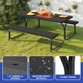 thumbnail image 5 of ModFusion Multi-Purpose 6ft Outdoor Picnic Table Set with Black Wood Grain HDPE Tabletop, Detachable Design & Heavy-Duty Iron Legs, Weather-Resistant, 5 of 8
