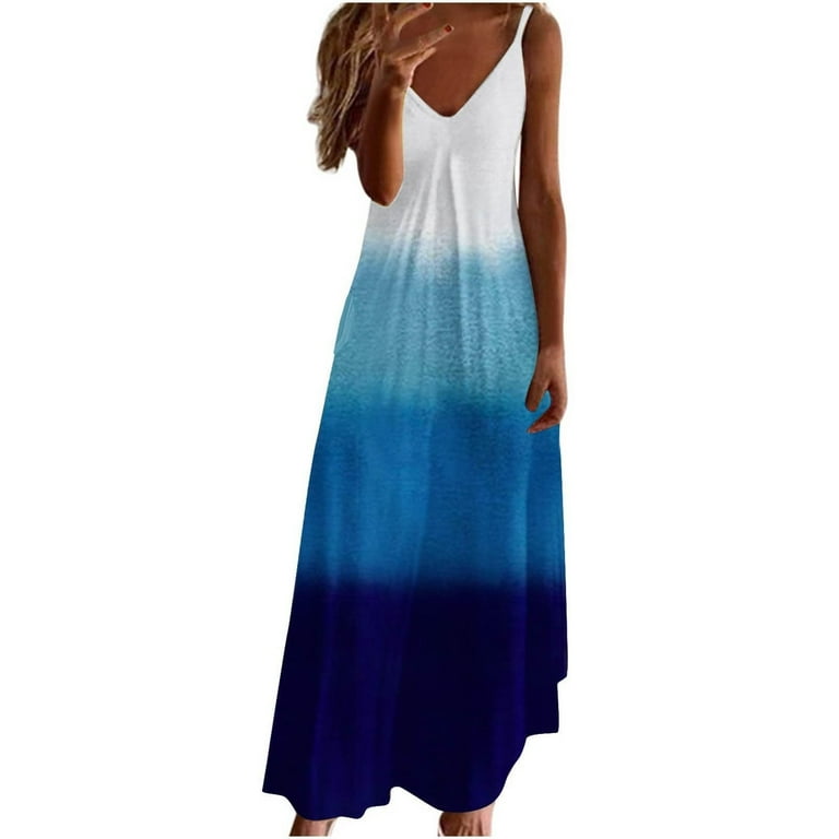 Zpanxa Women's Floral Print Maxi Dress Strappy V Neck Long Summer Dress for Beach Wedding
