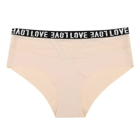 Lovskoo 2024 Seamless Underwear for Women Summer Soft No Show Panties High Cut Invisible Hipster Silky Cheeky Ladies Bikini Beige