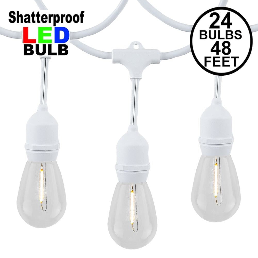Novelty Lights 48ft Warm White LED String Lights - 24 Edison Bulbs, Weatherproof Outdoor Patio Lights