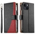 thumbnail image 1 of Funda cartera GANGXUN para iPhone 14 , cuero PU con tarjetero, cremallera, correa de mano, soporte y protección 799°, 1 of 6