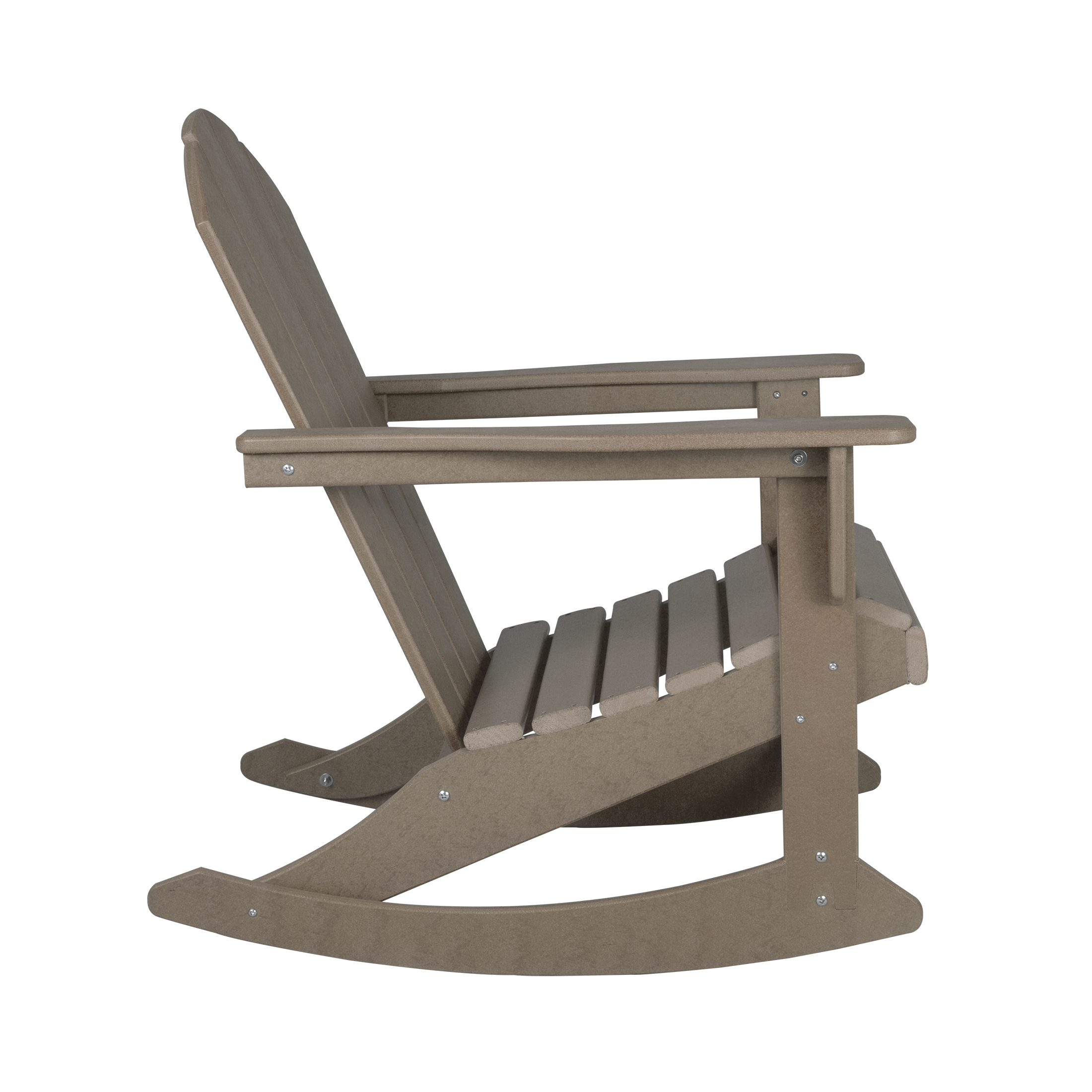 GARDEN Plastic Adirondack Rocking Chair for Outdoor Patio Porch Seating, Weathered Wood - image 4 of 7