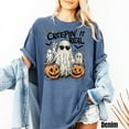thumbnail image 3 of Creepin’ It Real Halloween T-Shirt – Funny Cool Ghosts & Pumpkin Graphic Tee for Spooky Season Lovers, 3 of 6