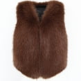thumbnail image 4 of Ayolanni Women's Faux Fur Vest Open Front Sleeveless Solid Jackets Winter Warm Cropped Outerwear with Pockets Coffee S, 4 of 6