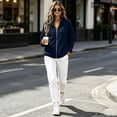 thumbnail image 3 of Keeplus Full Zip Jacket for Women Solid Stand Collar Long Sleeve Side Zip Pockets Classic Fall Winter Outerwear, 3 of 8