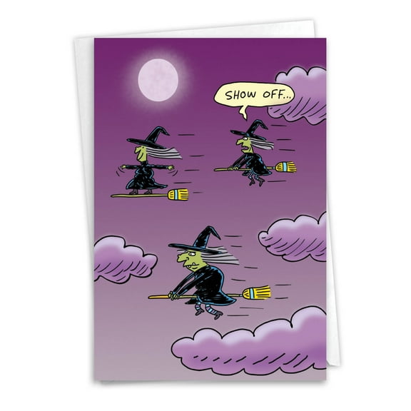 1 Funny Halloween Card with Envelope - Surfing Witch C6247HWG
