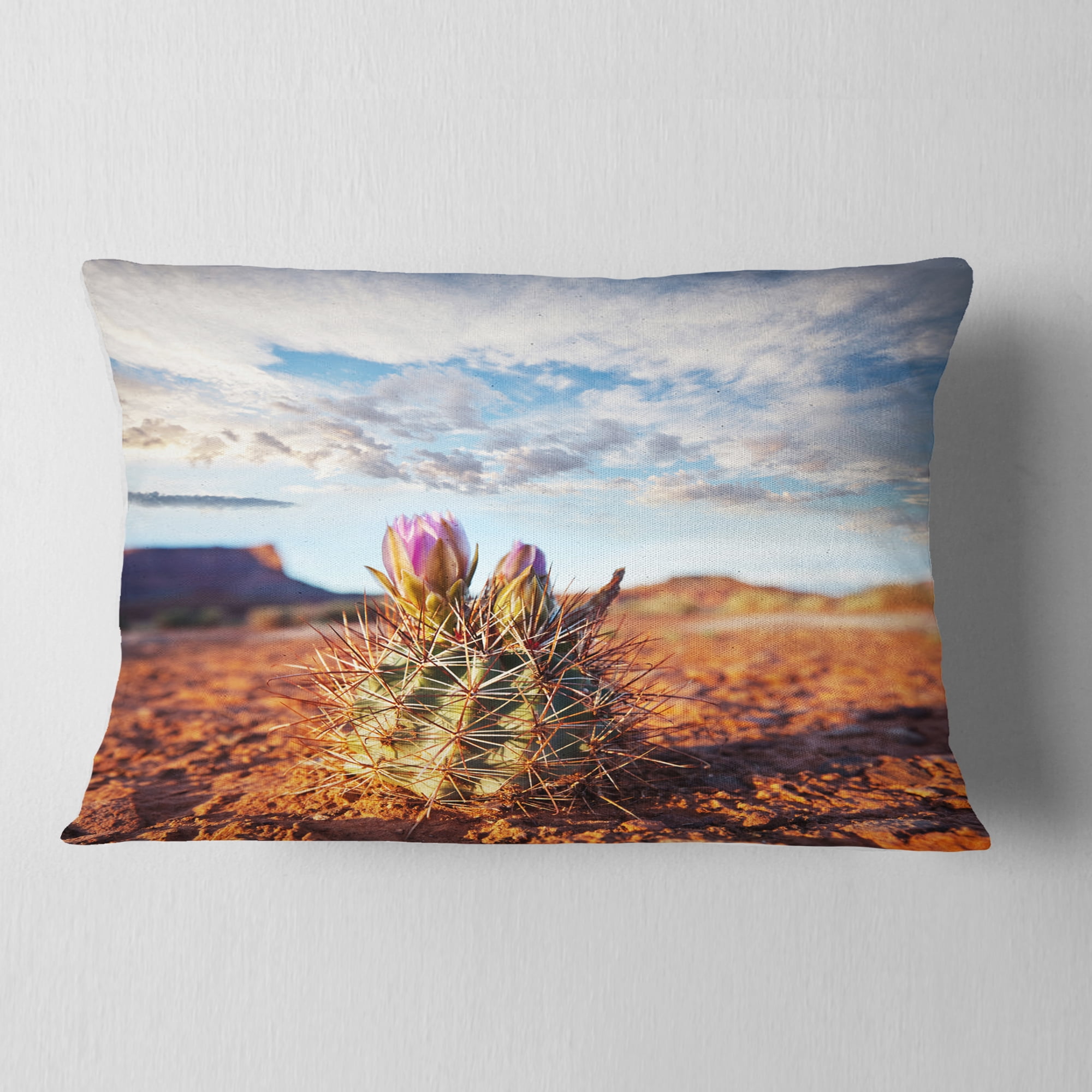 Designart 12" x 20" Brown Polyester Throw Pillow