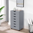 thumbnail image 3 of Naomi Home 7-Drawer Storage Cabinet with Wheels, Tall Drawer Organizer for Home Office or Bedroom, Gray, 3 of 10