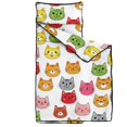 thumbnail image 2 of Multicolor Cat Head White Pattern Teens Toddler Nap Mat with Pillow, Sleeping Mat Bag for Preschool Daycare 51"x22", 2 of 6