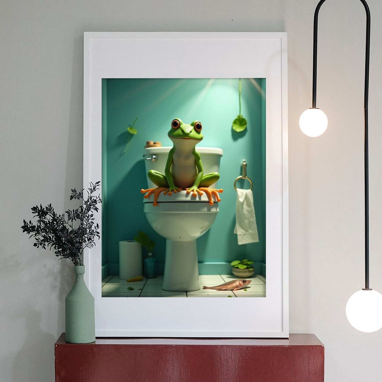 Diamond Art Kit for Adults, Frog Bathroom Pose Whimsical Scene Diamond Painting for Adults Beginners, DIY Diamond Art Painting Kits, 5D Diamond Painting Crafts for Home Decor 12x16 Frameless
