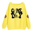 thumbnail image 4 of LEKDFST Womens Off The Shoulder Sweatshirt Cute Football Graphic Hoodies Long Sleeve Oversized Pullover Fall Tops Streetwear Yellow XXXL, 4 of 5