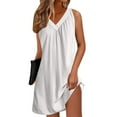 thumbnail image 2 of Admvng Womens Dresses Casual Nightgowns Sleeveless Soft Lightweight Sleep Dress Summer Comfy Pleated V-Neck Night Dresses S-2XL, 2 of 6
