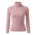 thumbnail image 4 of TrdSipl Women's Turtleneck Sweaters Casual Long Sleeve Pullover Sweaters Winter Mock Neck Knit T Shirt Thermal Slim Fit Basic Tops Pink S, 4 of 6