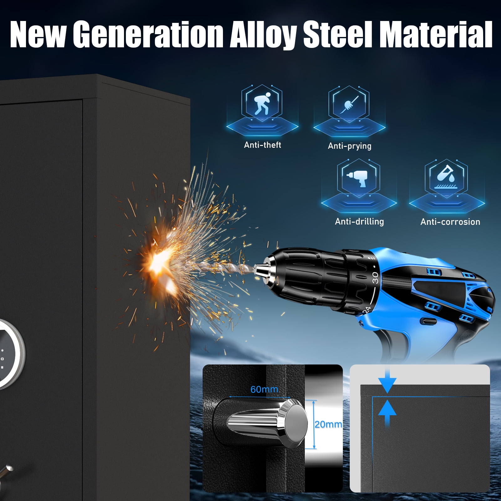 Home Large Gun Cabinet, Digital Backlit Keypad, 3 Opening Methods, Dual Alarm System, Removable Shelves and Led Lights, All-Steel Anti-Theft Design