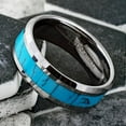 thumbnail image 2 of Tungsten Carbide Rings for Men Wedding Bands for Him 8mm Turquoise Center, 2 of 7