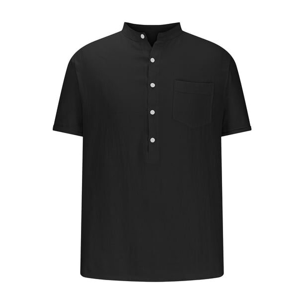 Camisas de Manga Larga para Hombres Casual Botón de Color Sólido Abajo, Blusa de Cuello Turndown, Moda de Algodón de Poliéster