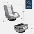 thumbnail image 3 of Best Choice Products 360-Degree Swivel Gaming Floor Chair w/ Armrest Handles, Foldable Adjustable Backrest - Gray/White, 3 of 8