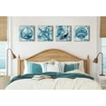 thumbnail image 3 of Teal Blue Beach Starfish Seashell Wall Decor Bathroom Pictures Rustic Coastal Wall Art for Living Room Ocean Decor Bedroom Vintage Nautical Painting Canvas Artwork Kitchen Home Decoration 16x16" 4 Pcs, 3 of 6