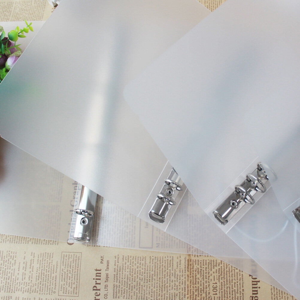 WEUVEB White PP Frosted A6 6-Hole Binder Folder with Steel Clip and Elastic Band