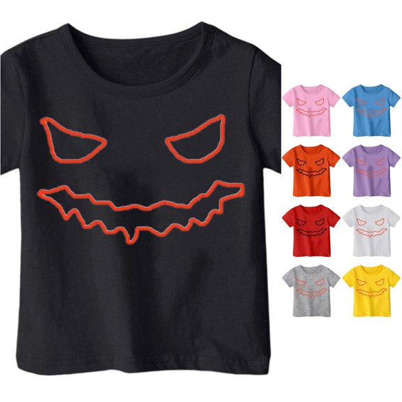 Ulitacool Girls Tops Halloween O Neck Graphic Prints Short Sleeve Hallowma Tee 8-9 Years Black