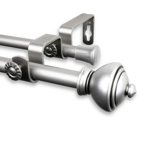 Giannie Double Curtain Rod 5/8 inch dia. 28-48 Inch - Satin Nickel