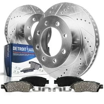 Detroit Axle - Front Drilled Rotors Brake Pads for 2011-2019 Chevrolet Silverado GMC Sierra 2500 3500HD 2016-2019 Suburban 3500HD: 13.98 inch Front Rotor