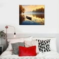 thumbnail image 4 of JEUXUS Lake Canvas Wall Art Decor: Nature Landscape Picture Boat Scenery Painting Print Relaxing Forest Water Artwork for Bedroom Living Room Home Office Decoration 20x16 inch, 4 of 4
