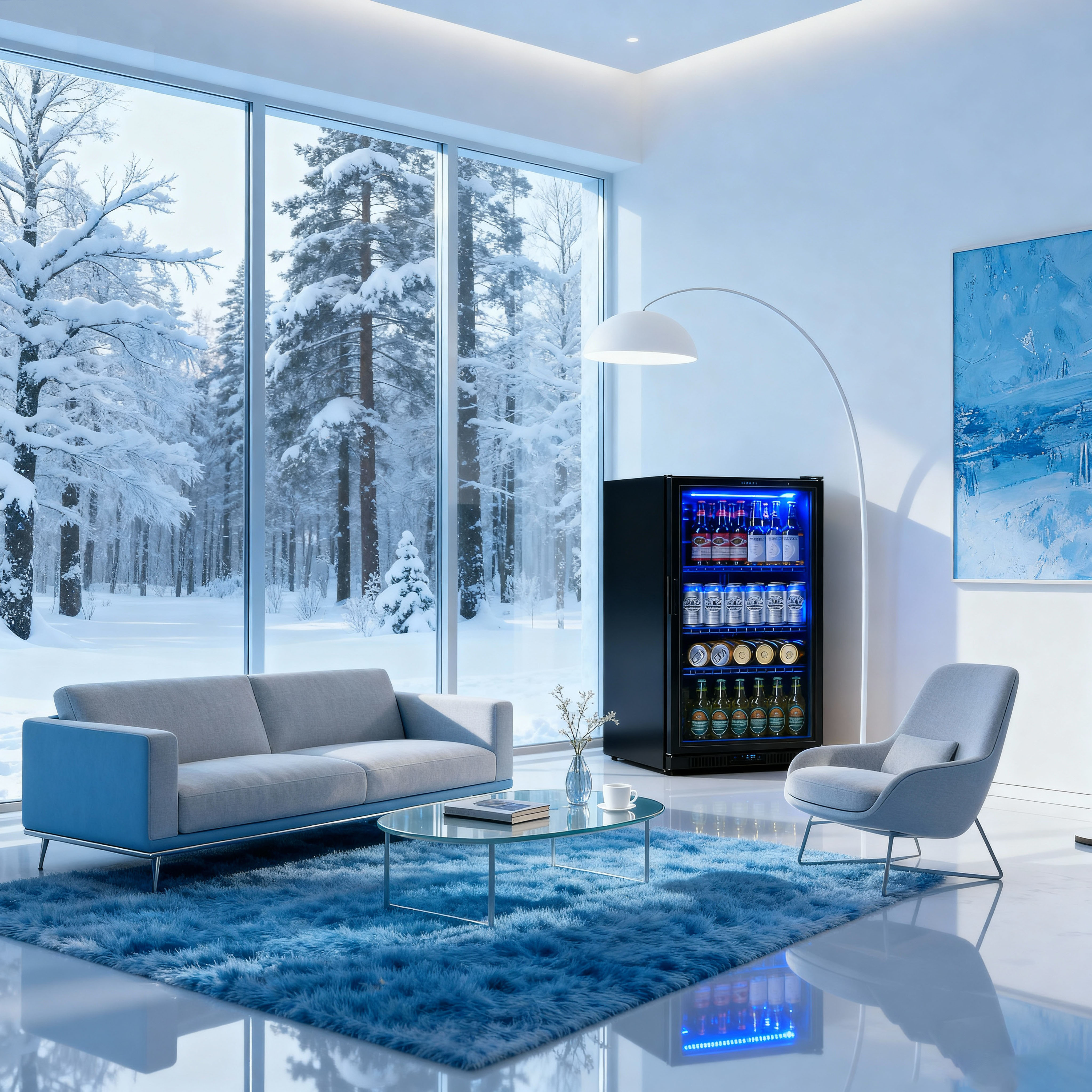 JIEJIA 125 Can Mini Fridge and 3.6 Cu.ft Beverage Cooler Refrigerator with Glass Door for Home, Office