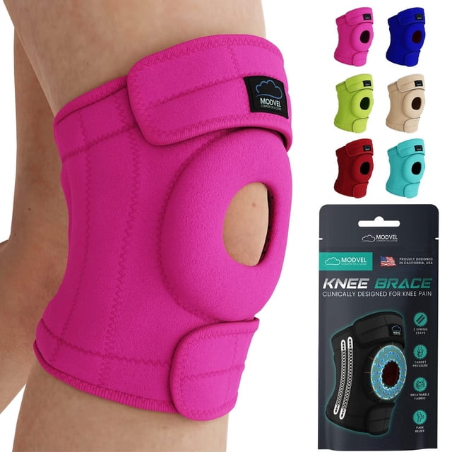 Rodillera Modvel con estabilizadores laterales para el dolor de rodilla, color rosa