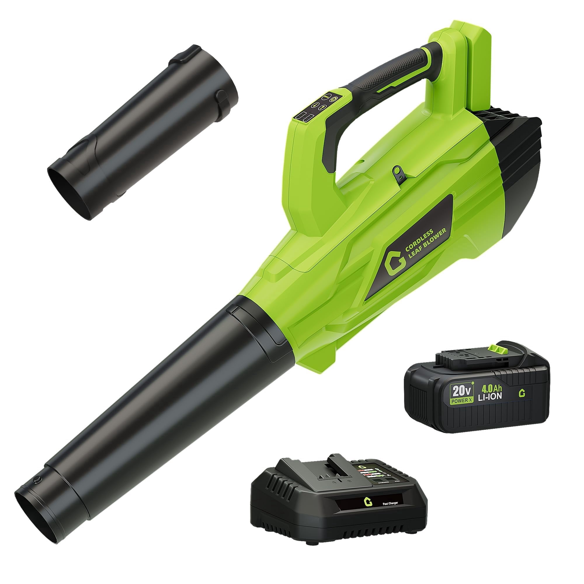 Leaf Blower with 20V Batteries & Charger (Cordless), 6 Speed Adjustable, Lightweight, for Garden&Lawn Care, Leaf Blowing, Patio & Dust Cleaning