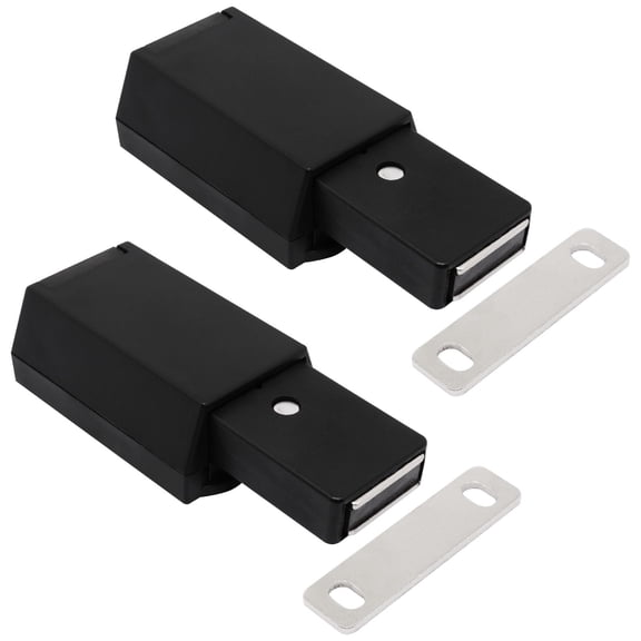 2 Pcs Push to Open Cabinet Latch, Heavy Duty Magnetic Touch Latches Hidden Door Latch, Black Push to Open Cabinet (Black)