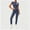 Navy, variant on Ynynloco 2 Piece Sets for Women Summer Casual Jogger Workout Outfits Fitted Crew Neck T-shirt High Waist Tummy Control Yoga Legging Sets
