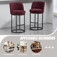 thumbnail image 6 of S-HOME Modern Linen Fabric Counter Height Bar Stools Set of 2 with Backrest and Footrest for Dining Experience, WINE RED, 6 of 19