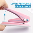 thumbnail image 3 of Single Hole Punch, 1/4 Inch Handheld Puncher with 20 Sheet Capacity, Non-Slip Base for Paper Crafting and Office Use, Pink, 3 of 7