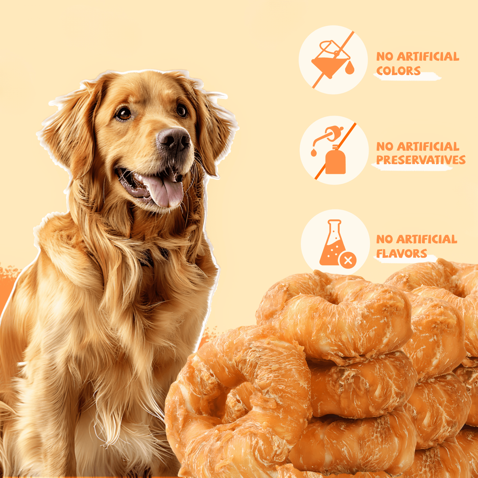 (2 pack) Pawmate Rawhide Dog Treats, Chicken Wrapped Rawhide Donuts, Long Lasting Chews for Medium Large Dogs, 4 Count