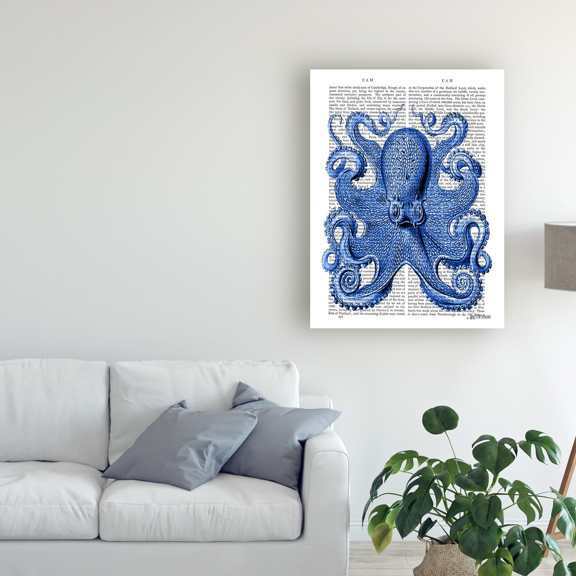 Trademark Fine Art 'Vintage Blue Octopus 1, Front' Canvas Art by Fab Funky
