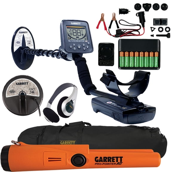 Garrett Goldmaster 24k Metal Detector w/ 6" x 10" Coil Elliptical DD and 6" Round Concentric Coils with Garrett Carry Bag and Garrett Pro-Pointer AT Pinpointer