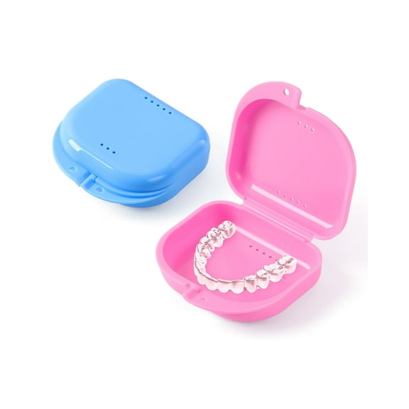 2Pcs Retainer Case with Vent Holes, Mouth Guard Case with Tight Snap Closure