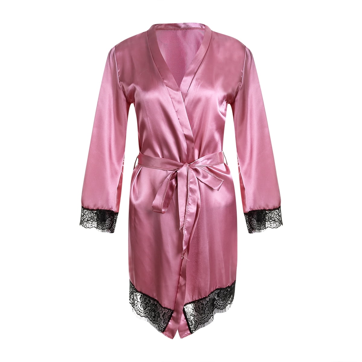 Sexy Women Long Sleeve Short Wedding Bride Bridesmaid Satin Silk Robe
