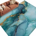thumbnail image 2 of Teal Marble Area Rug 6x9 FT, Non Slip Living Room Throw Carpet, Modern Abstract Art Luxury Yellow Washable Soft Large Floor Carpet Non-Shedding Rug for Bedroom Dining Room Play Room, 2 of 9