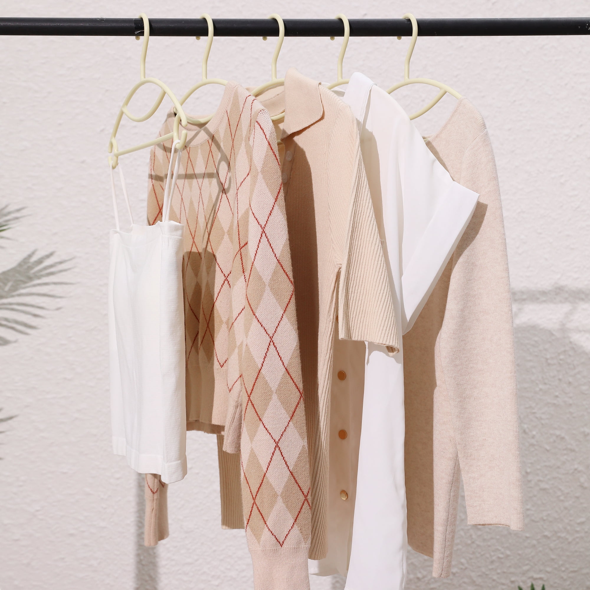 Unique Bargains Plastic Non-Slip Hangers Space Saving Clothes Hangers 30 Packs Beige