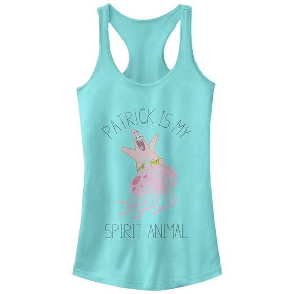 Junior's SpongeBob SquarePants Patrick Spirit Animal  Racerback Tank Top Cancun Medium