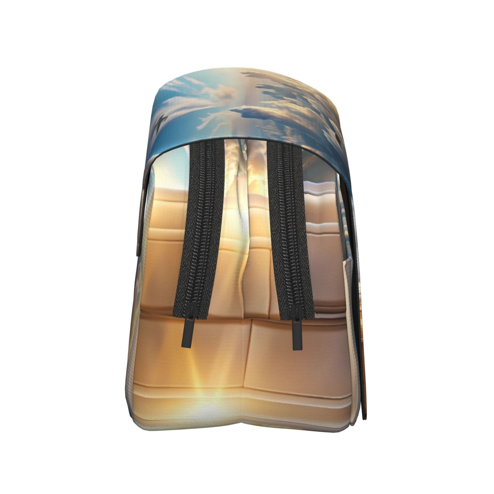 Rateoe Sunset Airplane Travel View Pattern Double Clamshell Pen Case, Storage Organizer with Two Zipper Compartments– Holds Up to 50 Pencils & Pens