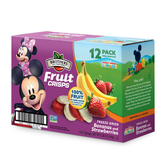 Brothers All Natural Disney Freeze Dried Fruit Crisps, Banana Strawberry, 0.42 Oz (Pack of 12), Made with 100% Fruit, Gluten Free, Soy Free, Vegan, Healthy Snack, Lunch Box Ready
