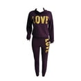 thumbnail image 1 of Innerwin Jogger Set Draped Neck Ladies Two Piece Outfit Sports Long Sleeve Loose Fit Sweatsuits Purple Red 3XL, 1 of 9
