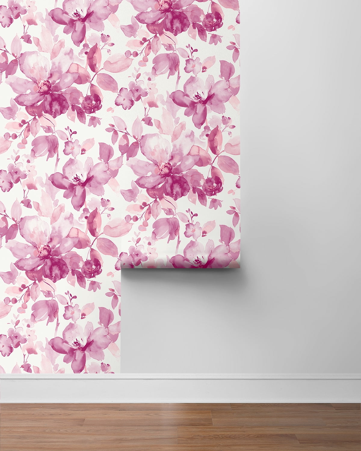 NextWall Pink Watercolor Flower Peel and Stick Wallpaper