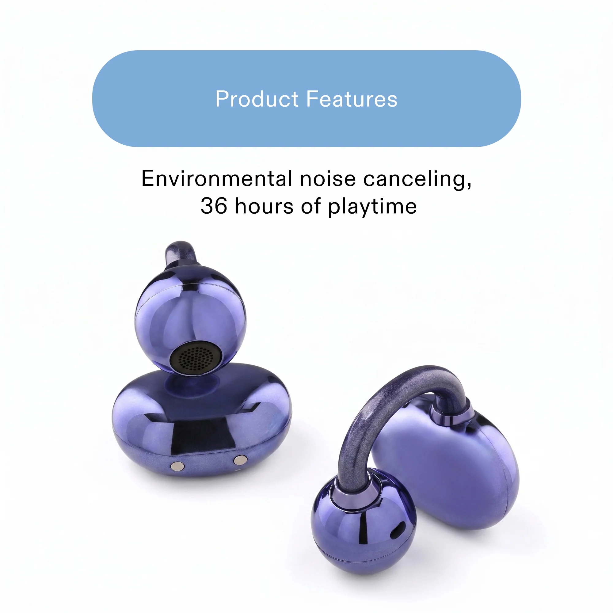 Auriculares inalámbricos de clip abierto onn Nebulode Pro, azul 3